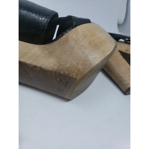 Marni Platform Wooden Heels Brown Black Snake Leather Made in Italy SZ 38 Womens - Picture 9 of 12